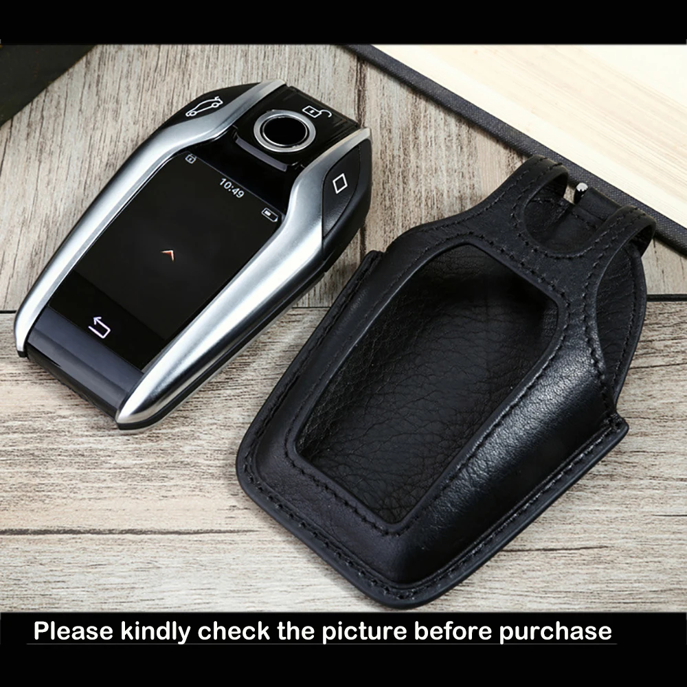 

Genuine Leather Auto Car Key Case Cover Protective Skin Shell For BMW 2017 7 Series 730li 740li 750 Car Styling Accessories