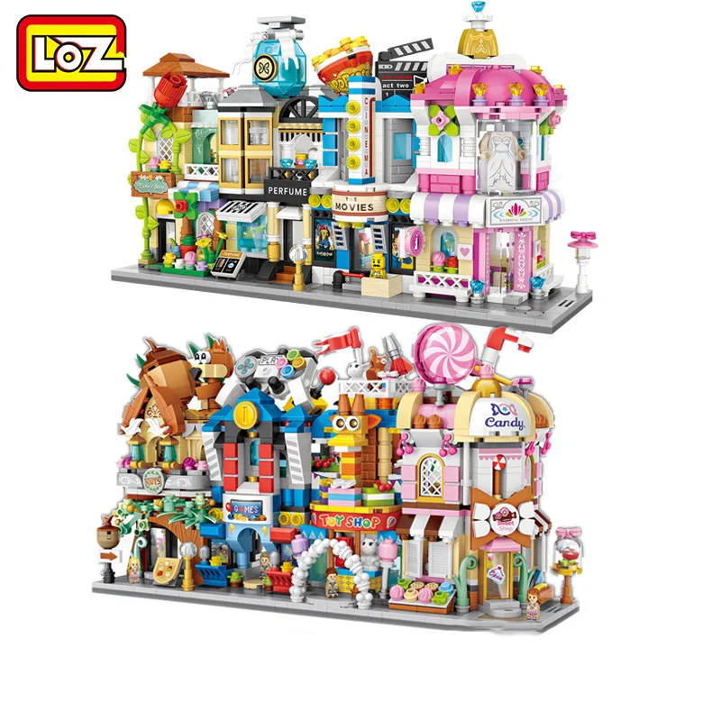 

LOZ Mini Bricks City View Scene Mini Street Model Building Block Toys Gaming Room Candy Shop Toy Store Architecture Children DIY