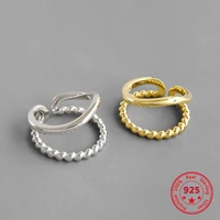 korean version of 925 sterling silver ring ins simple style double layer button opening design personality wild female jewelry