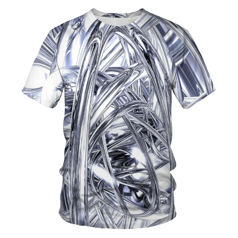 

Three-dimensional space men's and women's T-shirt O-neck short-sleeved 3D printing oversized T-shirt personality stereo vision