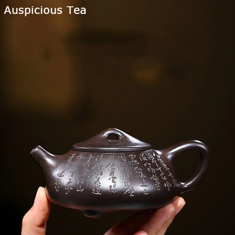 

190ml Authentic Yixing tea pots Purple Clay Stone scoop Teapot beauty kettle Raw ore Handmade Boutique Tea set Tie Guanyin