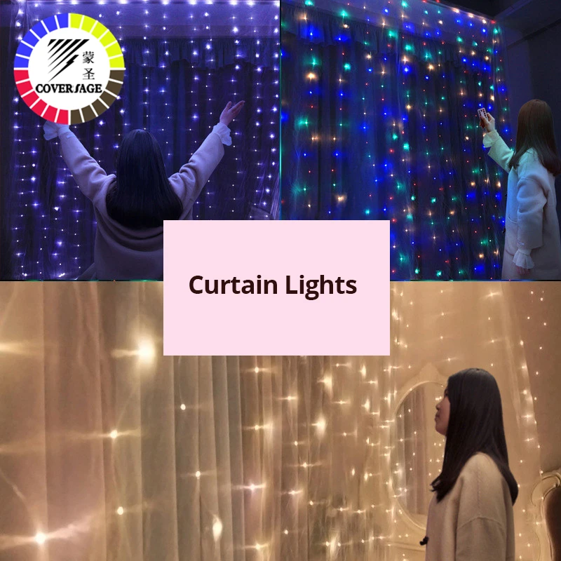 coversage christmas led lights curtain garland 3x3m led string fairy decorative outdoor indoor home wedding decoration net light free global shipping