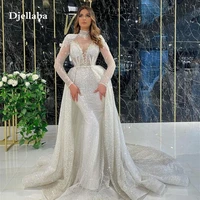 glitter saudi arabic evening dresses with detachable skirt long sleeves dubai kaftans prom dress middle east beading party gowns