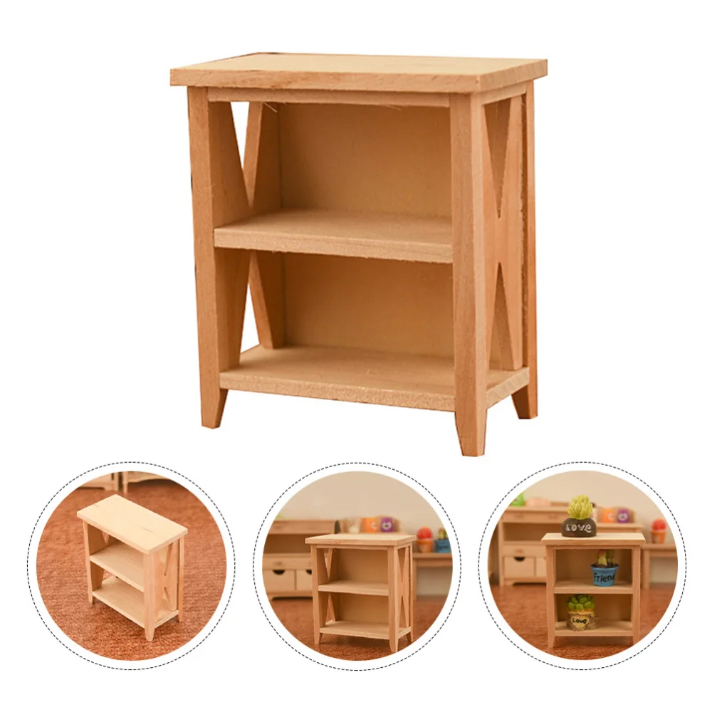 1pc Creative Fashion Stylish Miniature Furniture Mini Wooden House Shelf Model for Children Kids |