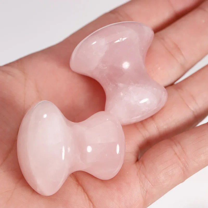 Натуральный розовый кварц нефрит КАМЕННЫЙ массажер для лица ролик Красота гриб