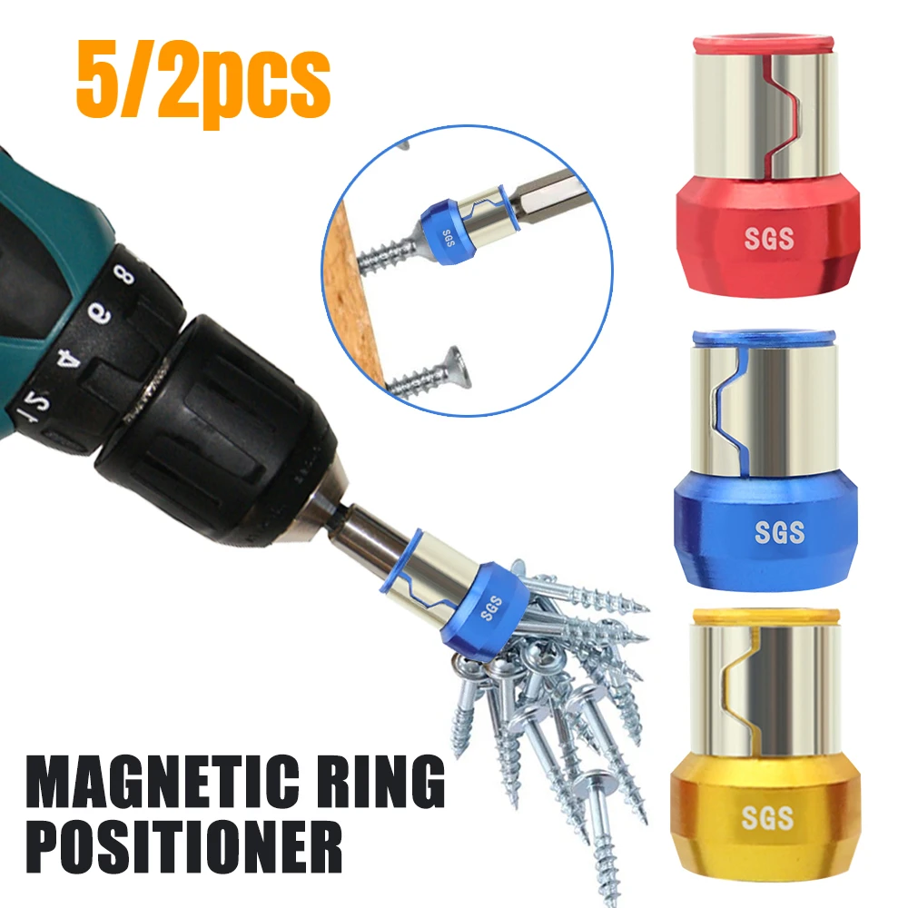 

5/2Pcs Magnetic Bit Holder Alloy Electric Magnetic Ring Screwdriver Bit Anti-Corrosion Strong Magnetizer for Phillip Drill Bit