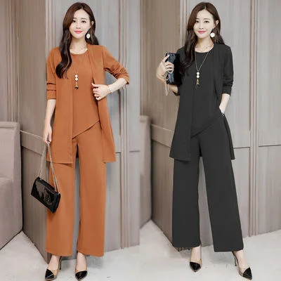 

Women's Autumn And Winter Fashion Pants Sets Women Office Elegant Blazer Coat + Tank Top + Pants 3PCS Sets Female Tracksuit