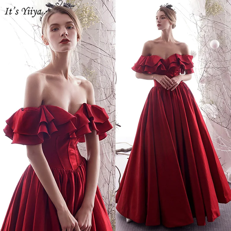 Женское вечернее платье с открытыми плечами It's Yiiya Белое Бальное Платье вырезом