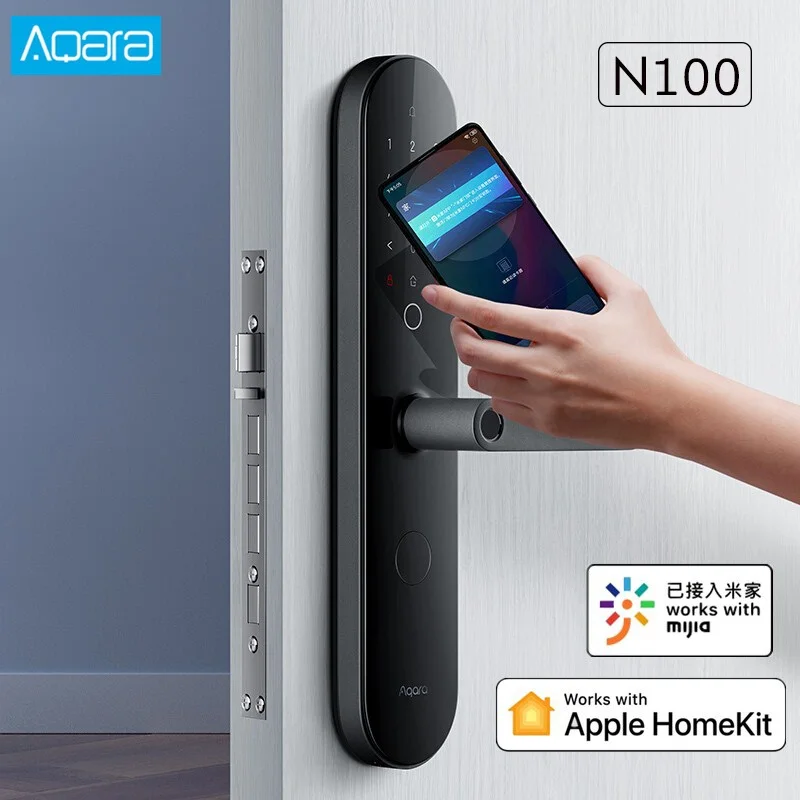 Умный дверной замок AQara N100 сканер отпечатков пальцев разблокировка паролем NFC