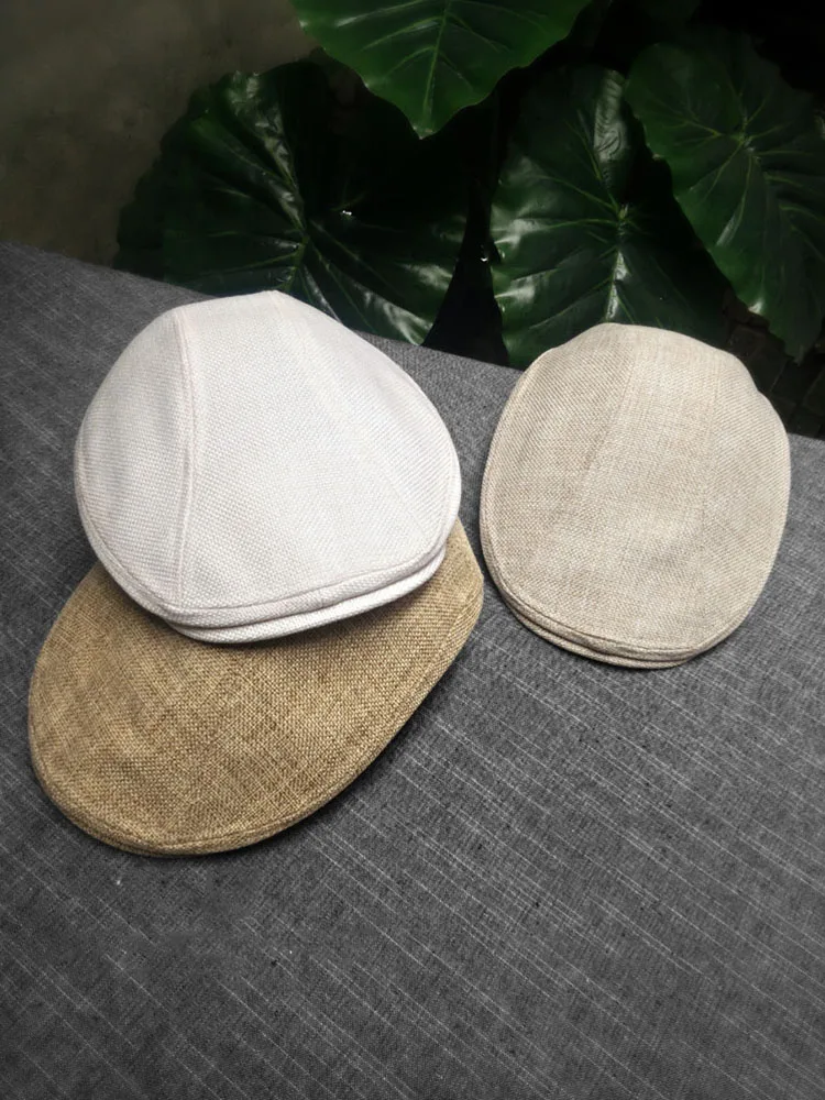 Newsboy female cap child pure color shade is prevented bask in spring and summer cotton and linen beret male han edition