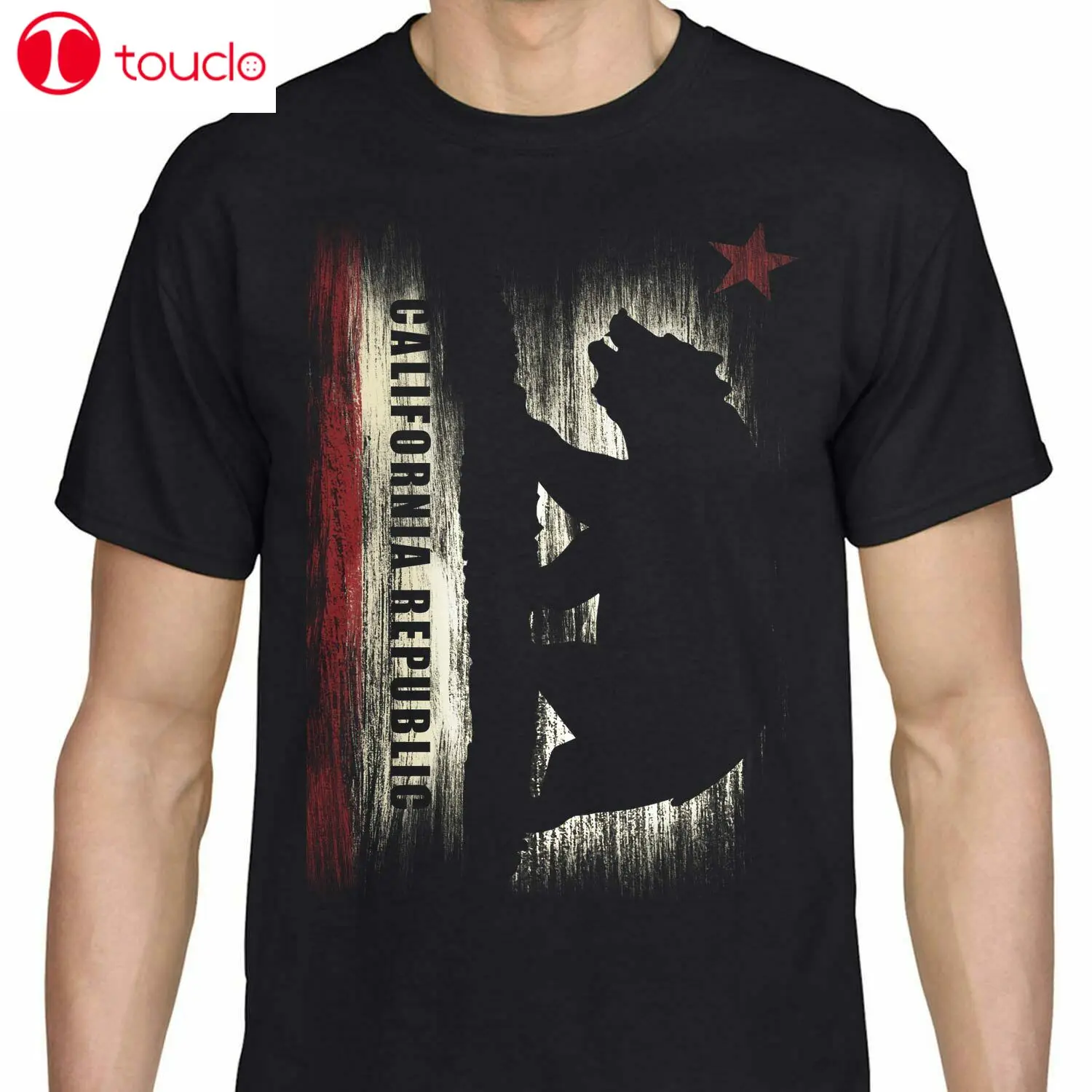 Мужская хлопковая футболка с принтом флага Калифорнии | одежда