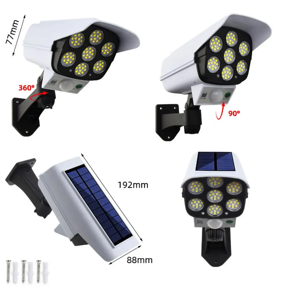 

Solar Wall Lamp Simulation Surveillance Fake CCTV Camera With Motion Sensor Detection Light Human Body Induction Garden Lamp