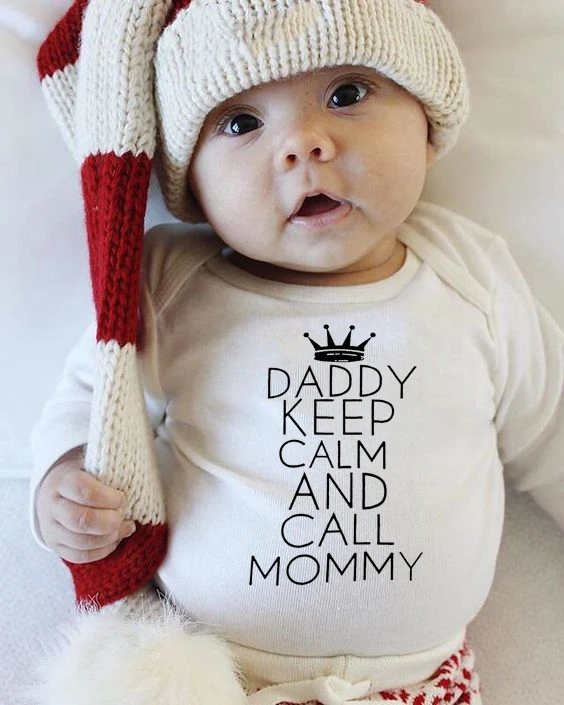 2020 Смешные Daddy с надписью Keep Calm and Call для мамы буквенным принтом новорожденных