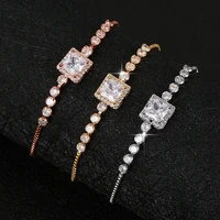 funmode hot new clear austrian crystal aaa cubic zircon box chain bracelets for women party jewelry cuff bracelets gifts fb59