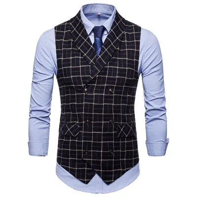 

Men's suit vest autumn and winter new fashion men's plaid casual vest European code thick suit vest men