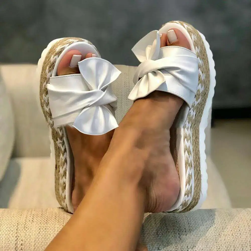 Slippers Women Sandals Platform Shoes Bow 2021 Summer Slipper Indoor Outdoor Flip-flops Beach Female | Обувь
