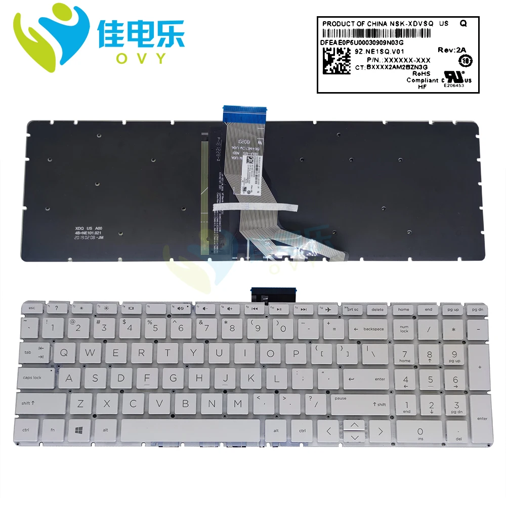 

US English Backlight Keyboard For HP ENVY X360 15-BS 15T-BS 15-BP 15-BR010NR 15-BW008CA 17-AK AR 17-BS100 250 256 G6 L60342-251