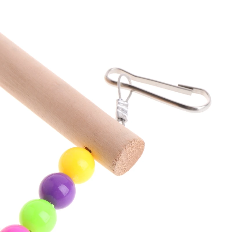 

Birds Pets Parrots Ladders Climbing Toy Hanging Colorful Balls With Natural Wood