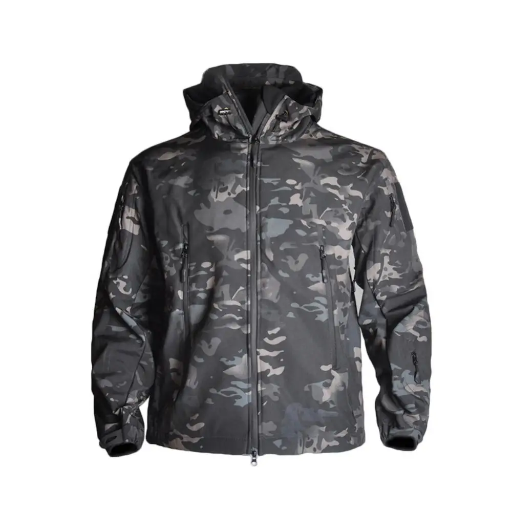 

Men Windproof Waterproof Windbreaker Faux Fleece Zips Hiking Hooded Coat Jacket men clothing erkekler ceket 2021