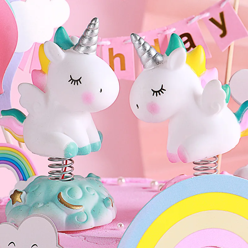 Топпер для торта в виде единорога девочки украшение на день рождения радужная