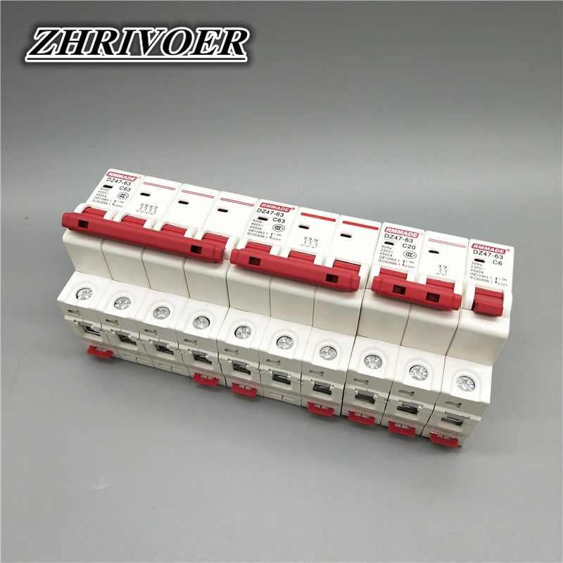 1 шт. AC220V 400V DZ47 1P 2P 3P 4P 6A 10A 16A 20A 25A 32A 40A 50A 63A Мини автомат защити цепи вырез