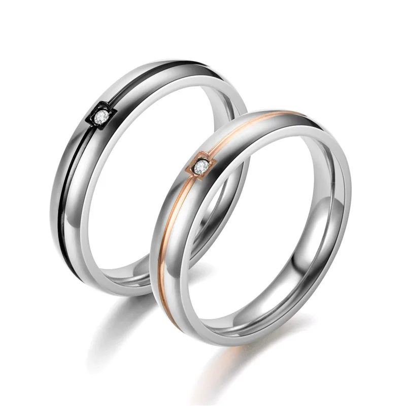New Fashion Couple Rings Cubic Zirconia Rings Black Room Rose Gold Rings Jewelry Gifts