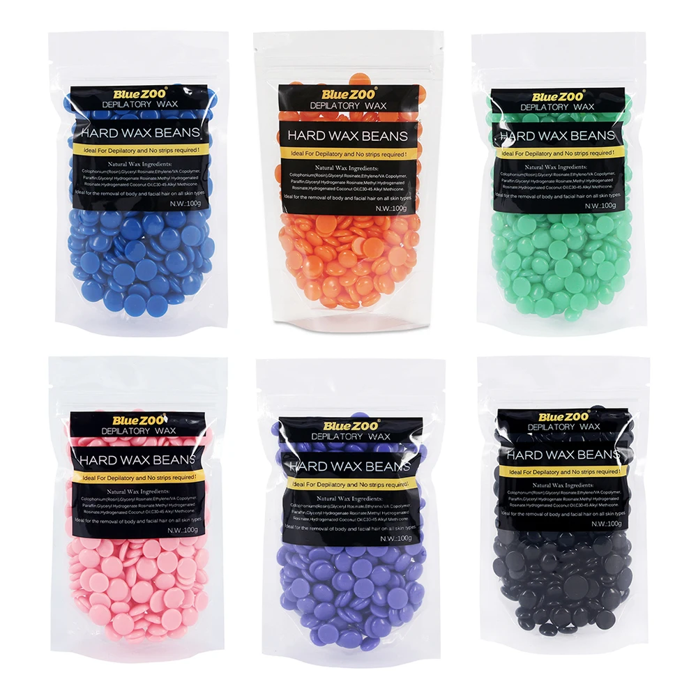 

100G Blue Zoo Natural Wax Beans Depilatory Hot Film Wax Pellet Removing Bikini Face Hair Legs Arm Hair Removal Bean Unisex