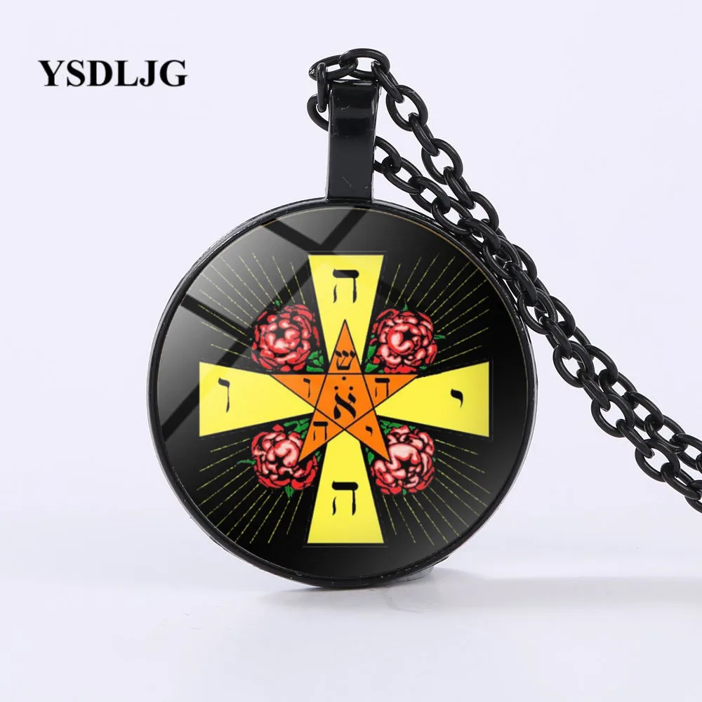 GDRGYB Esoteric ожерелье-Rosicrucian Rose Cross Seal Tetragrammaton INRI Pentagram эффектное ожерелье | Украшения