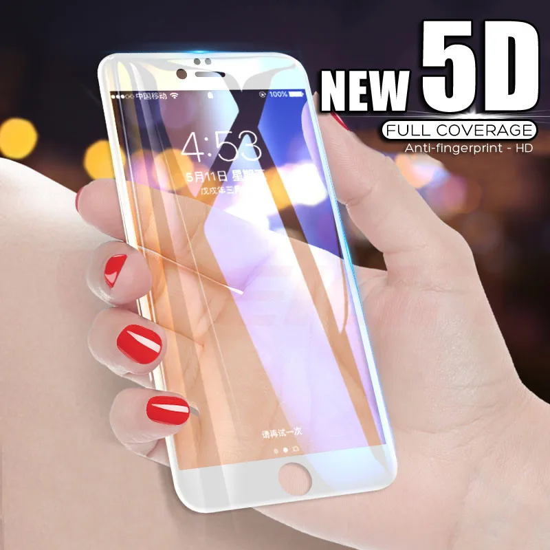 5D закаленное стекло для iPhone 6 Защитная пленка экрана s 8 Plus X защитная телефона 7