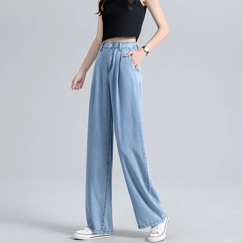 

2021 Summer Jeans For Women Plus Size Casual Blue Straight Wide Leg Denim Pants Streetwear Female Fashion Harajuku Pants XXL