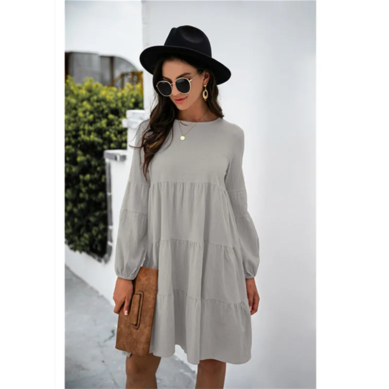 

Plus Size 2021 Autumn Long Sleeve Loose Casual Dress Fashion Korean Mini Party Clothes
