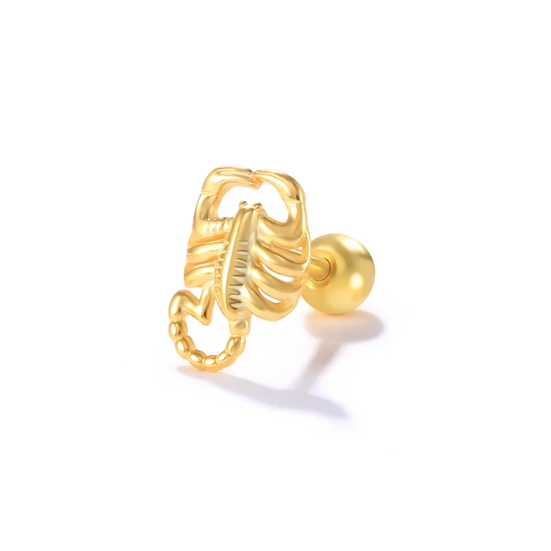 CANNER 100% 925 Sterling Silver New Scorpion-shaped Spiral Ear Bone Piercing Stud Earrings For Men Women Party Hot Jewelry Gift