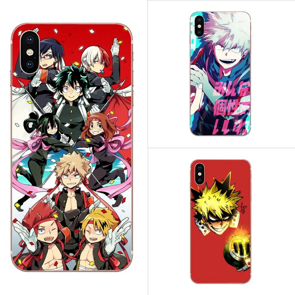 Модный мобильный телефон из ТПУ с аниме героями Академии Deku и Bakugou Bling для Apple iPhone X