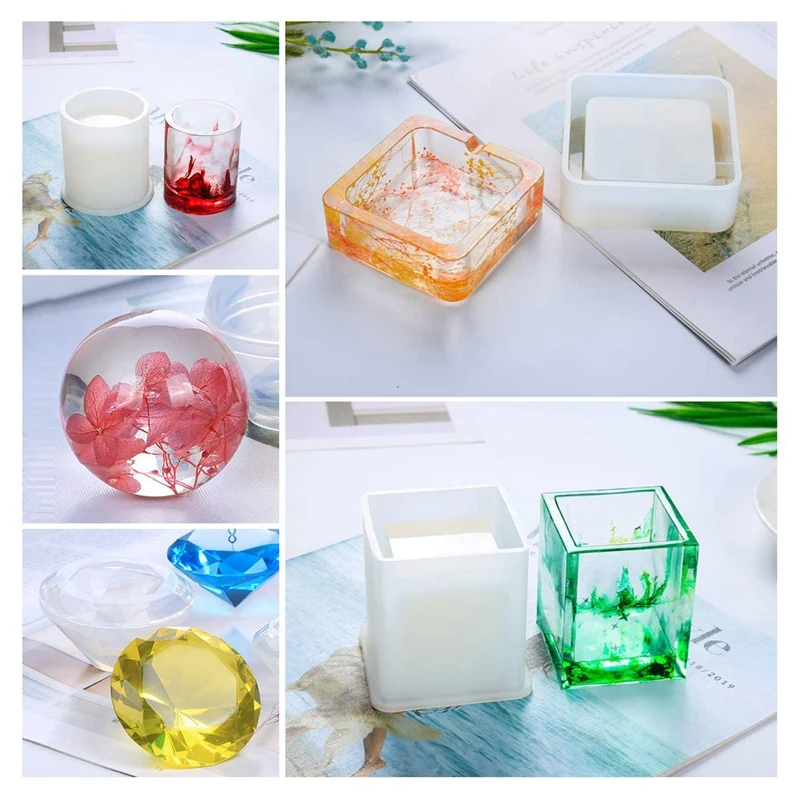 

97 PCS Resin Silicone Molds Set, Epoxy Casting Art Molds Includes Square, Cylinder, Square,Round, Diamond,Pendant Molds