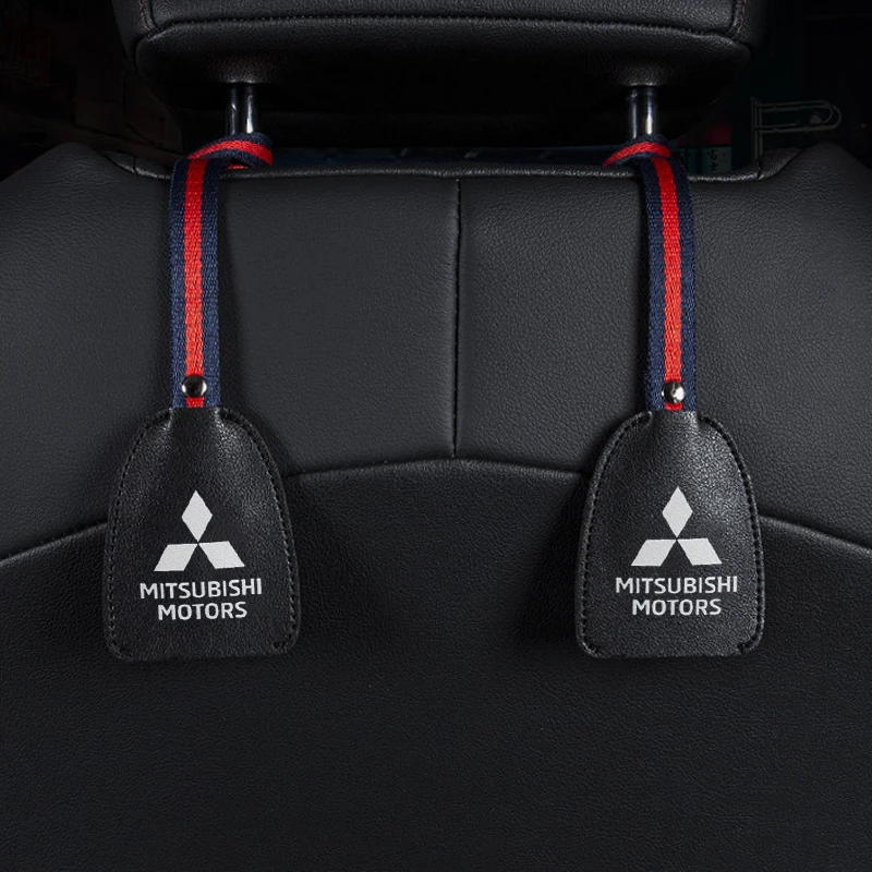 

1/2pcs Leather Car Hooks Rear Seat Storage Hook Clip Bag Auto Interior For Mitsubishi ASX Lancer EX Outlander 3 xl Pajero 4 l200