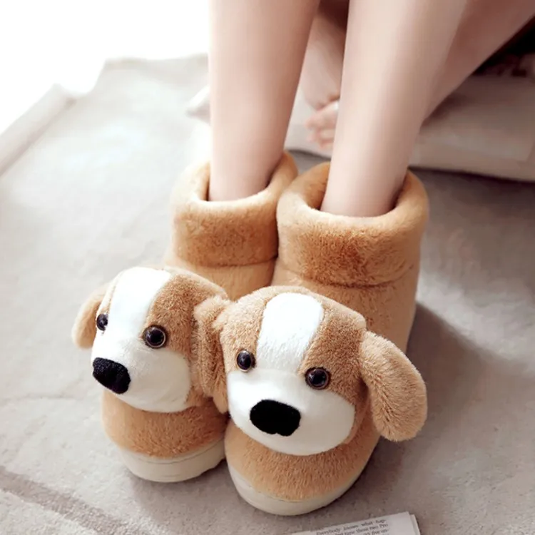 

Winter Women's Ankle Boots Pull On Cartoon Round Toe Warm Shoes Faux Fur Indoor B69