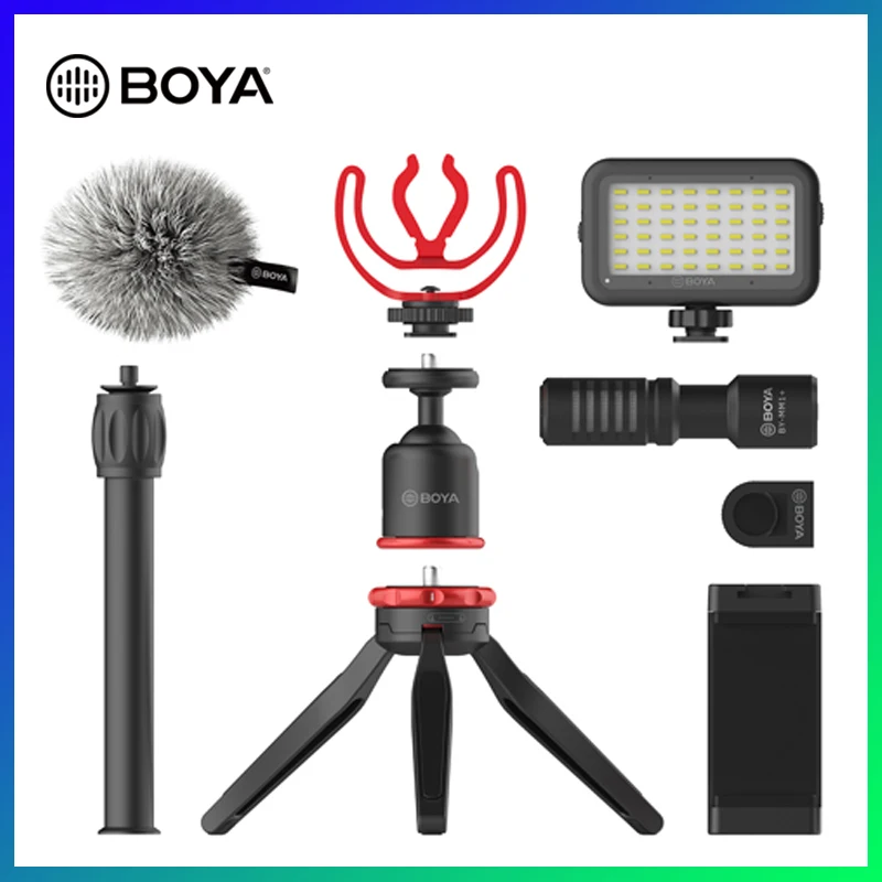 BOYA BY VG350 микрофон светодиодный светильник штатив Телефон Клип держатель комплект