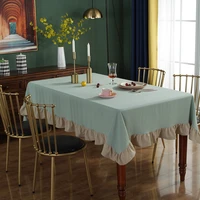 rectangular tablecloth european style retro washed pleated cotton color matching lotus edge table cloth decorative cloth
