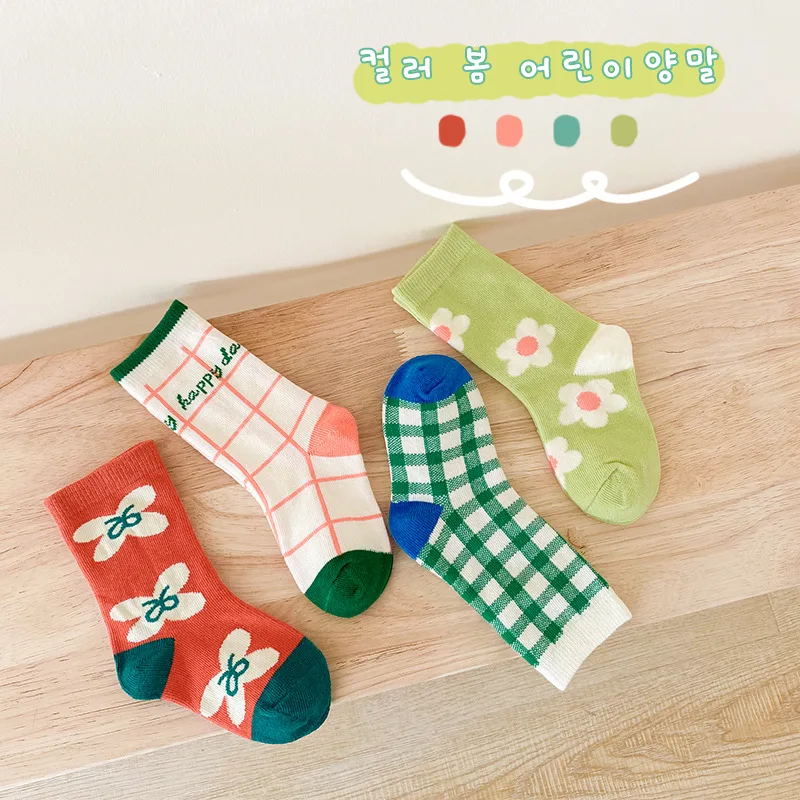 2021 на весну-осень 4 пары Детские носки с героями мультфильмов в Корейском стиле