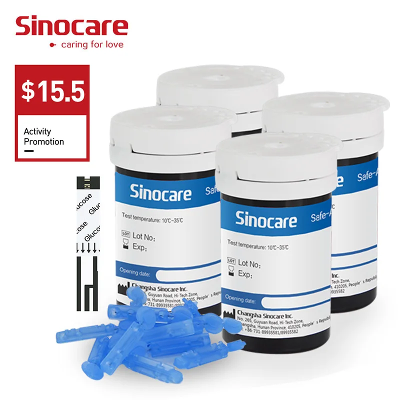 100 шт для Safe-Accu) Sinocare тест-полоски и Ланцеты для теста на диабет er