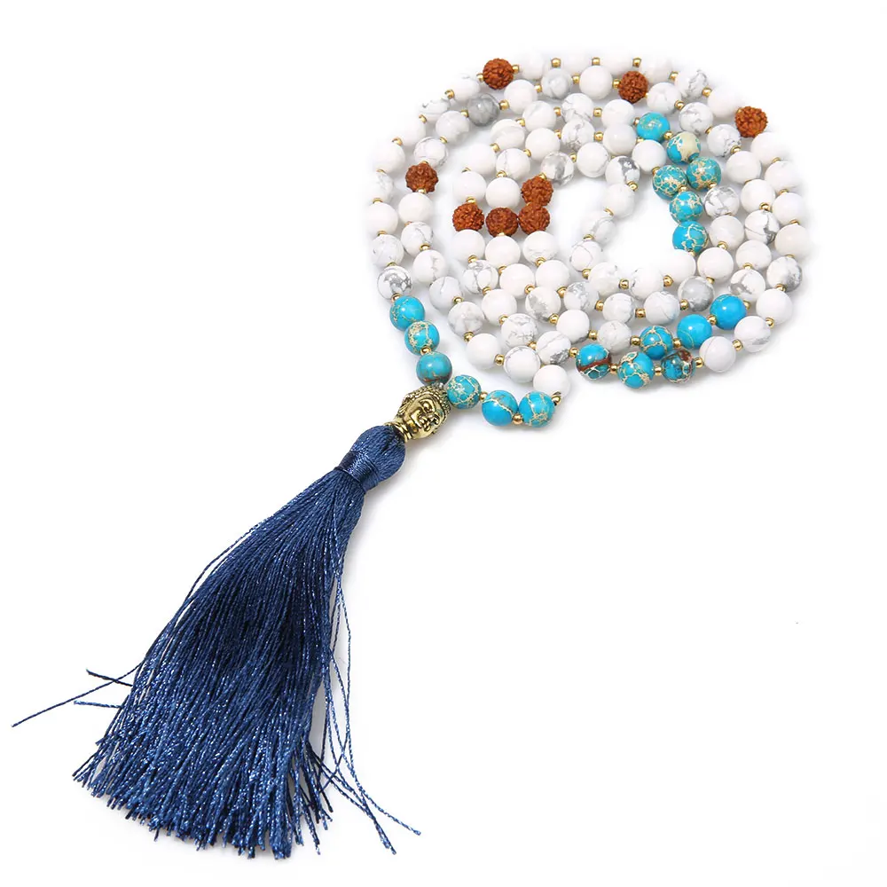 6 мм натуральный белый камень Императорский желтый ручная работа бисер кисточка