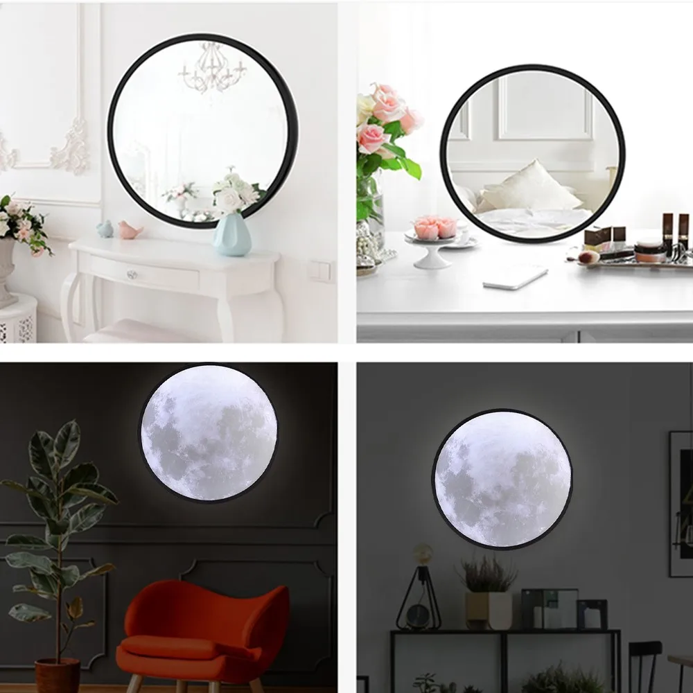 

Moon Round Mirrors Wall Mirror With Light Smart Large Cosmetic Makeup Led Bedroom Bathroom Toilets Dressing Table Mirror