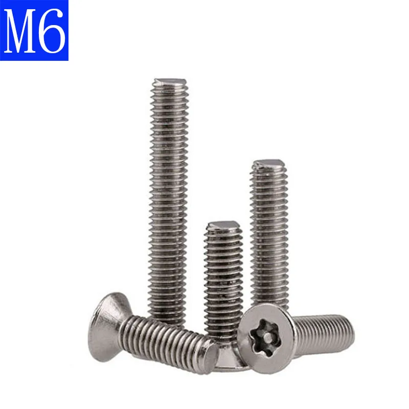 M6 1 0 6 мм 304 Нержавеющая сталь A2 штифт тампер Torx Безопасности плоская головка