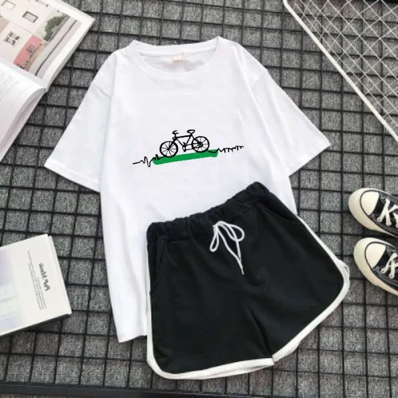 Women's Suit Kawaii Pajamas Two Piece Set Summer Pijamas Sweet Girl Homewear Pyjamas Spring Night Home Clothes Plus Size 3XL 4XL