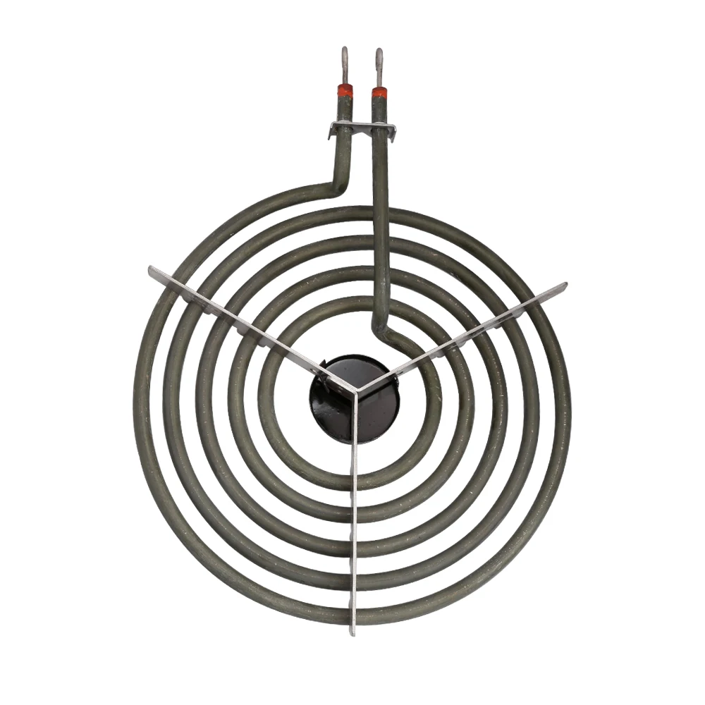 2100W 230V 8" 5 Turns Heating Element for Surface Burner,5 Coils Pancake Coil Shape Heater Tube with Tripod Back Size Flat