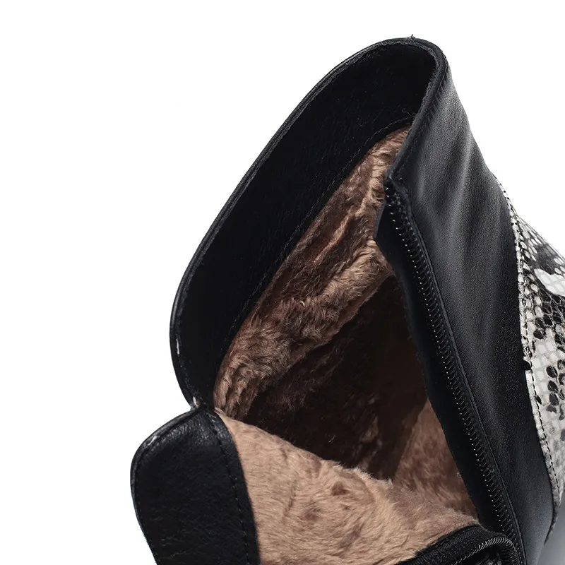 

Smirnova sexy high heel 2020 winter autumn female boots pointed toe shoes women's ankle boots snake print genuine leather boots