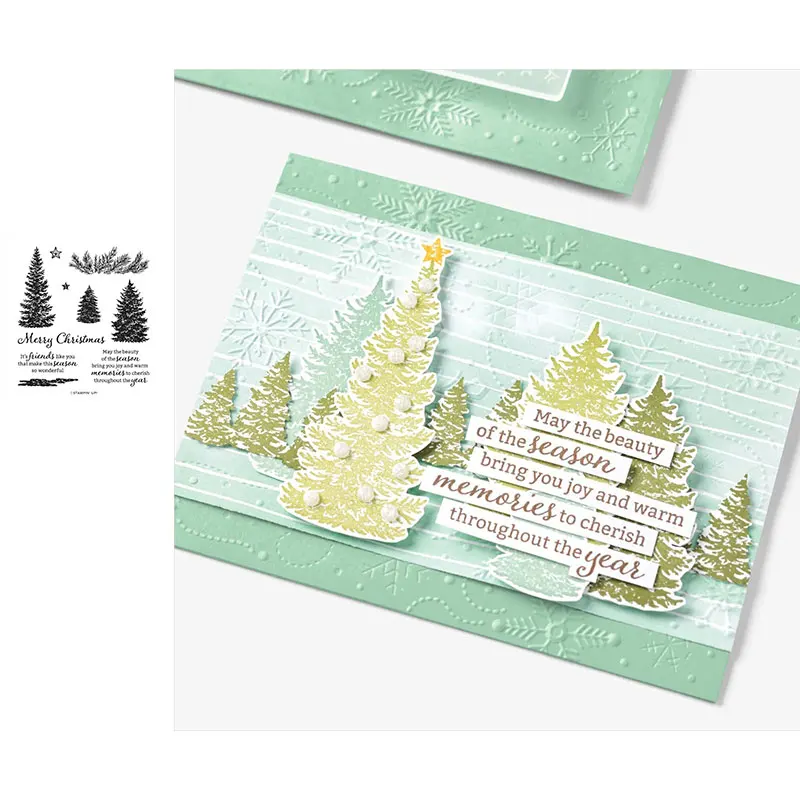 

Christmas Tree Decoration Clear Stamp and Metal Cutting Dies Seal for DIY Die Scrapbooking photo album Card Making Decoration