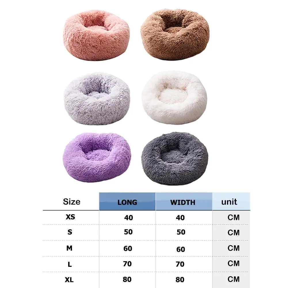 

Dog Bed Round Super Soft Fluffy Comfortable Washable Long Plush Dog Kennel Cat House Velvet Mats Sofa for Pet Dog Cat House