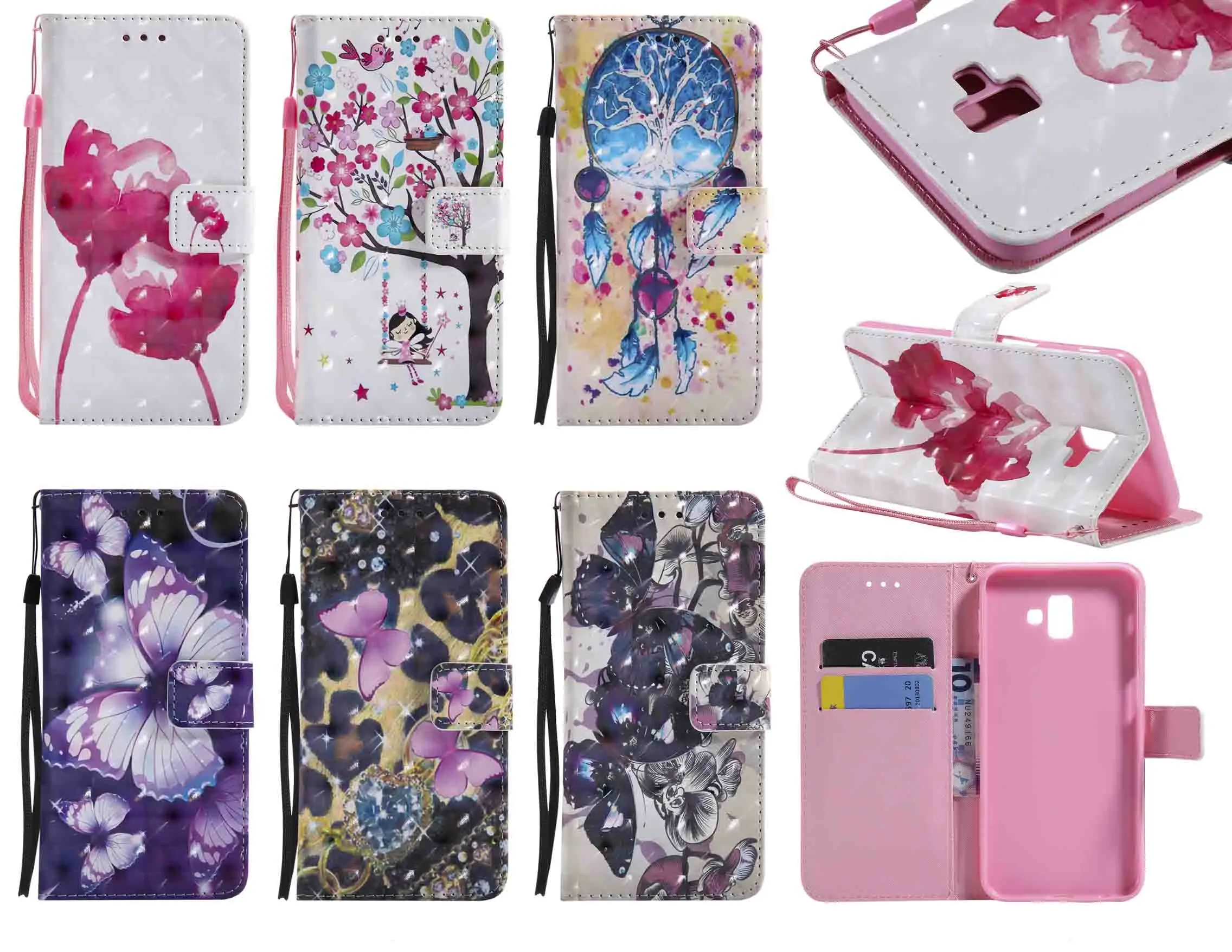 3D абстрактный узорчатый флип-бумажник чехол из искусственной кожи для iphone 5G SE 5s 6G