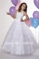 free shipping 2016 design white dress custom size sequin trim natural pageant dresses for girl high quality flower girl dresses